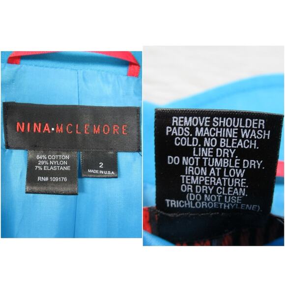 NINA MCLEMORE Turquoise Blue Blazer Open Front Jacket Women’s Size 2 - Picture 12 of 13